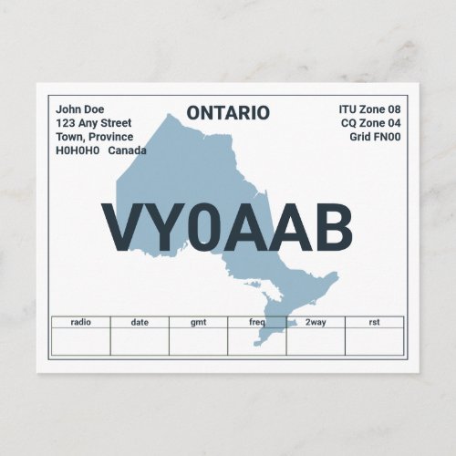 QSL Card Ontario Map
