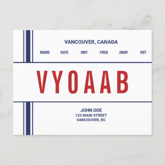 QSL Card Retro Stylized Stripe