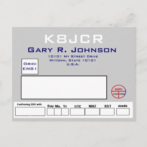 QSL design clean and silvery Postcard