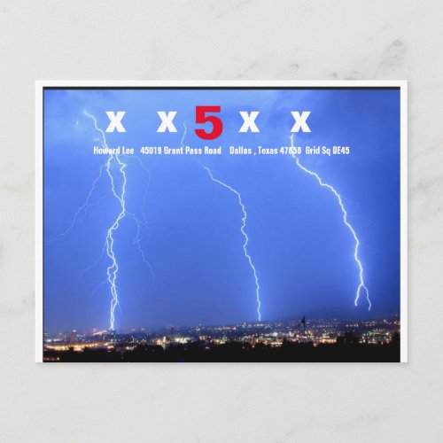 QSL Lightning Storm at night Postcard