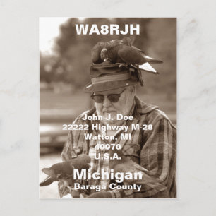 QSL PCs HAM Radio Op man flock carrier pigeons Postcard