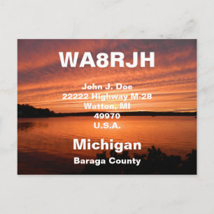QSL Postcards HAM Radio Ops Sunset Cloud rows Sea