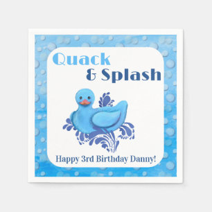 Quack and Splash Duck 3rd Birthday Invitation Napkins