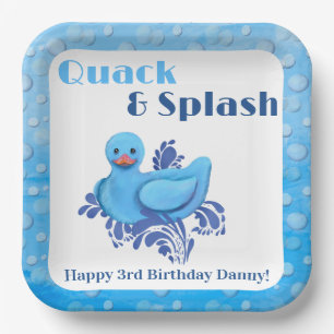 Quack and Splash Duck 3rd Birthday Invitation Paper Plates