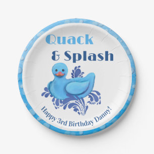 Quack and Splash Duck 3rd Birthday Paper Plates
