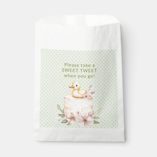 Quack! Quack! Says the Duck in Gingham Check Bow  Favor Bag (Front)