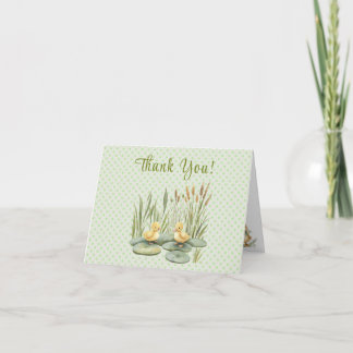 Quack! Quack! Says the Duck in Gingham Check Bow  Thank You Card