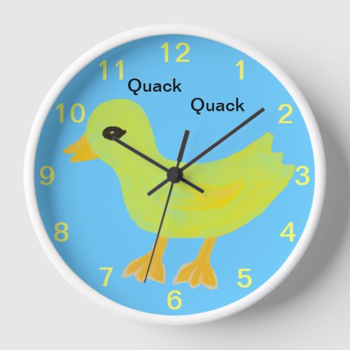 Quack Quack Yellow Rubber Ducky Kids Wall Clock