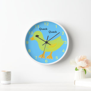 Quack Quack Yellow Rubber Ducky Kids Wall Clock