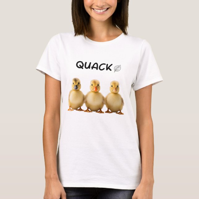 Quack Three Ducklings Row Art T-Shirt (Front)