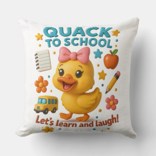 Quack to School – Cute Duck Back-to-School Throw Pillow