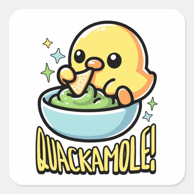 Quackamole! Cute Guacamole Duck Pun Square Sticker (Front)