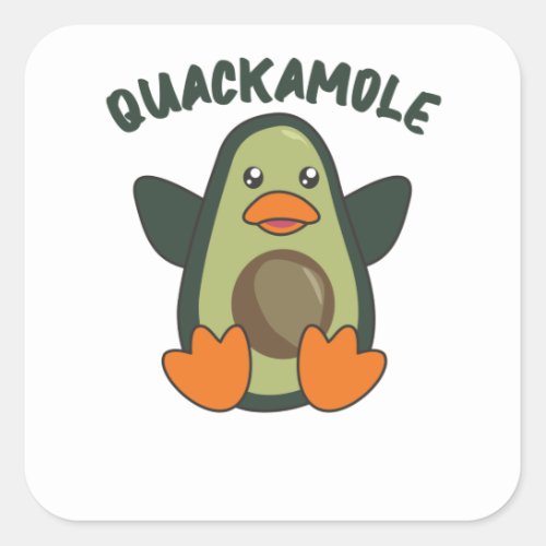 Quackamole Sweet Avocado Duck Pun Avocados Square Sticker