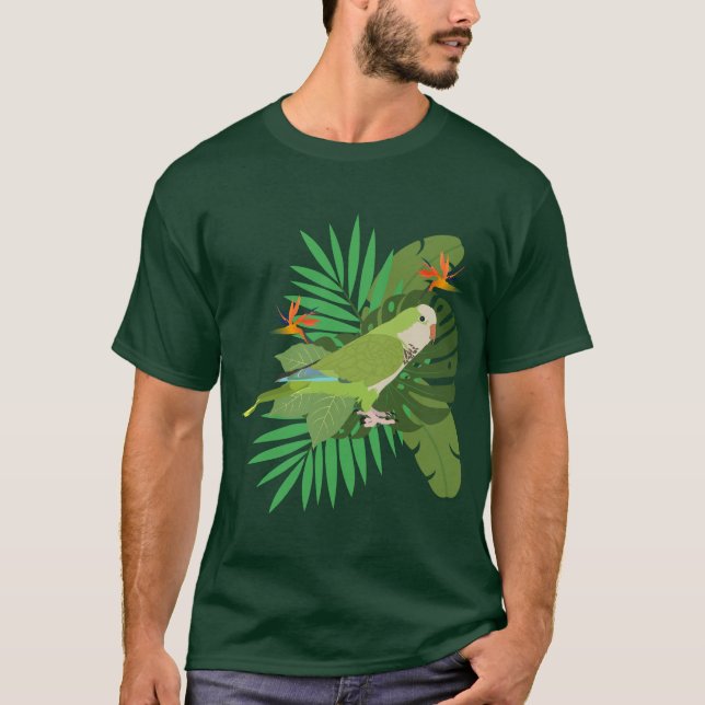 Quacker parrot with leaves T-Shirt (Front)