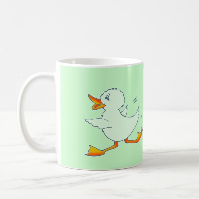 Quackers mint green duck mug (Left)