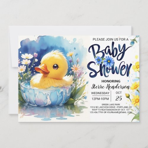 Quacking Duck Cute Baby Shower invitation