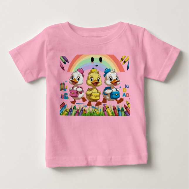 "Quacking into Kindergarten!" – Cute Duck Back-to- Baby T-Shirt (Front)