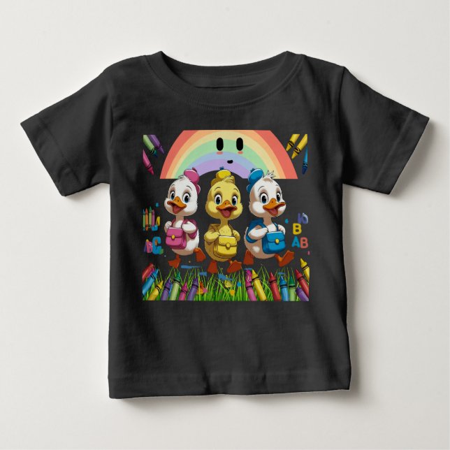 "Quacking into Kindergarten!" – Cute Duck Back-to- Baby T-Shirt (Front)