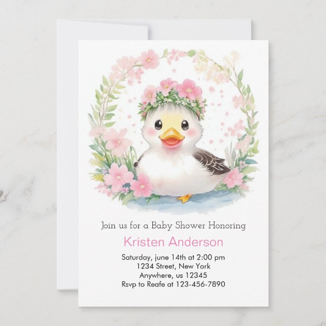 Quacking Up: Baby Girl Shower Invitation (Front)