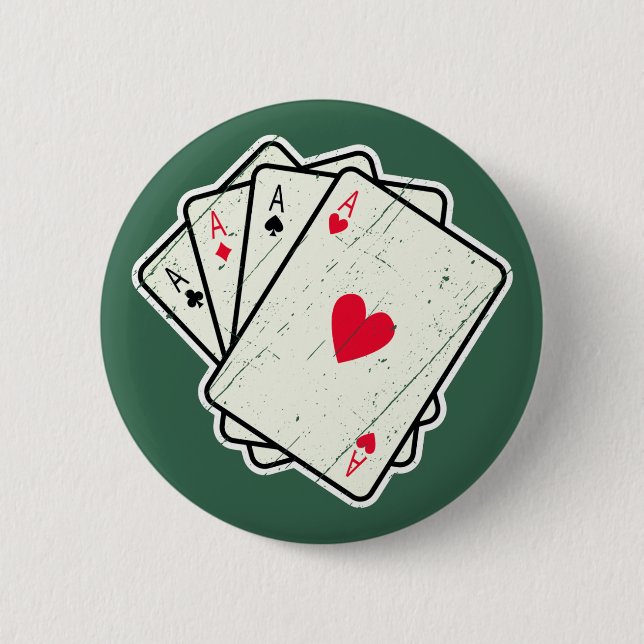Quad Aces: All 4 Lucky Ace Cards Button (Front)