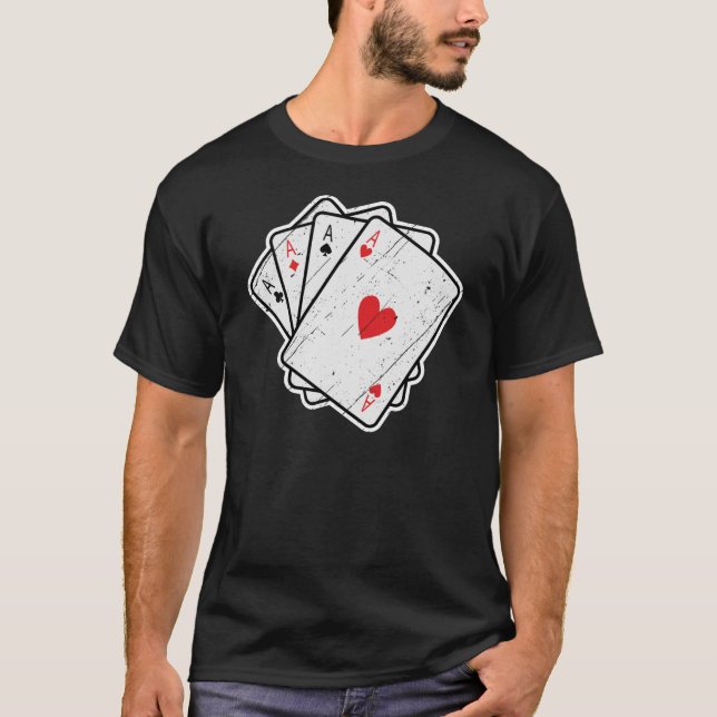 Quad Aces: All 4 Lucky Ace Cards T-Shirt (Front)