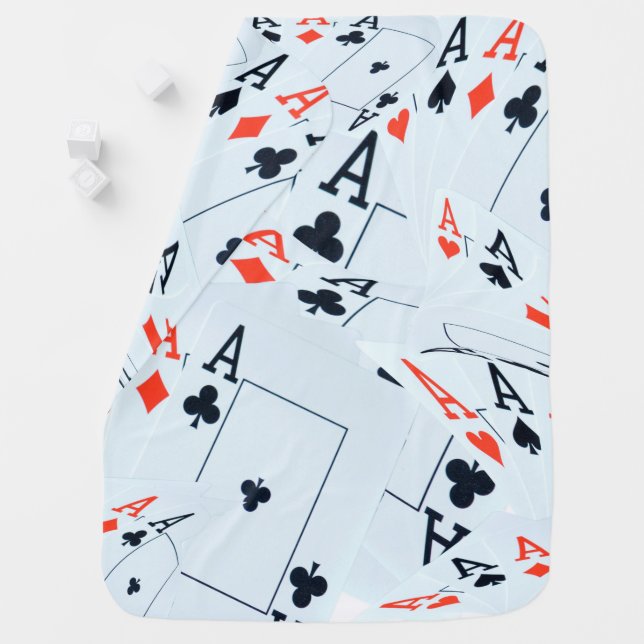 Quad Aces In A Poker Cards Layered Pattern, Swaddle Blanket (In Situ)