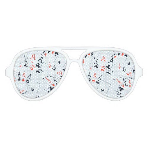 Quad Aces Playing Cards Pattern Aviator Sunglasses