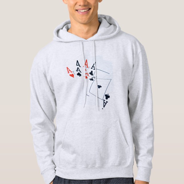 Quad Aces Poker Cards Pattern, Hoodie (Front)