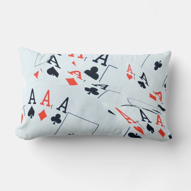 Quad Aces Poker Cards Pattern, Lumbar Pillow (Front)