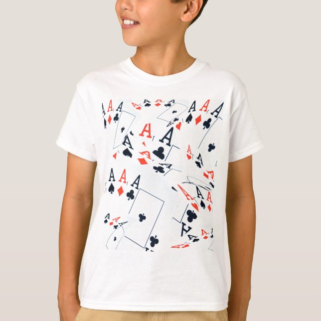 Quad Aces Poker Cards Pattern, T-Shirt (Front)