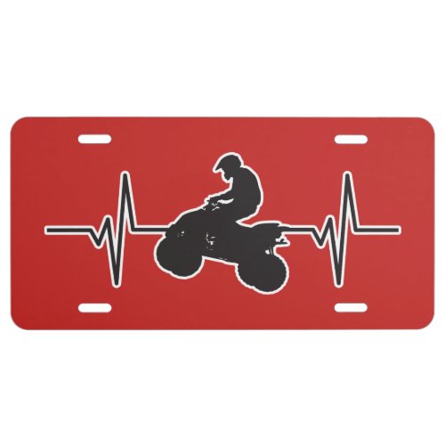 Quad ATV Off_Road _ Heartbeat Pulse Graphic License Plate