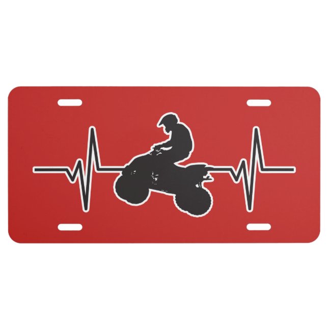 Quad ATV Off-Road - Heartbeat Pulse Graphic License Plate (Front)