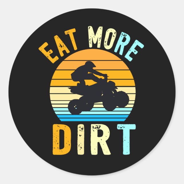Quad atv offroad offroad biker gift motorsport classic round sticker (Front)