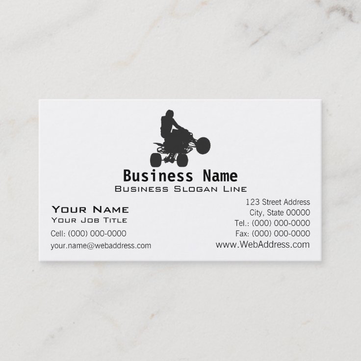 Quad / ATV Silhouette Business Card | Zazzle