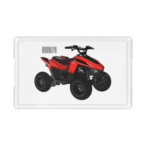 Quad bike atv cartoon illustration  acrylic tray