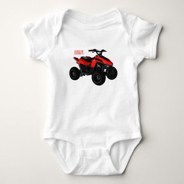 Quad bike atv cartoon illustration  baby bodysuit (Front)