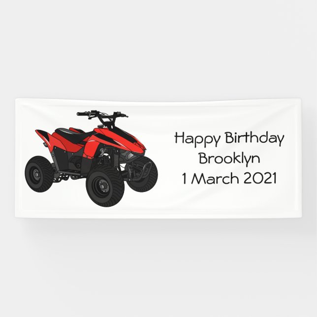 Quad bike atv cartoon illustration banner (Horizontal)