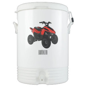 Quad bike atv cartoon illustration beverage cooler