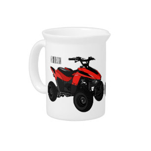 Quad bike atv cartoon illustration beverage pitcher