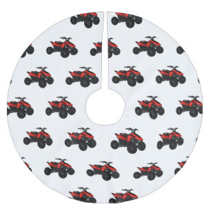 Quad bike atv cartoon illustration  brushed polyester tree skirt