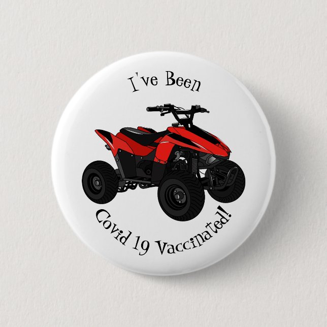 Quad bike atv cartoon illustration button (Front)