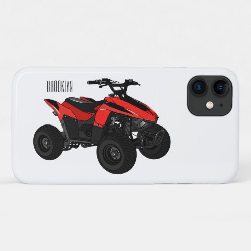 Quad bike atv cartoon illustration  iPhone 11 case