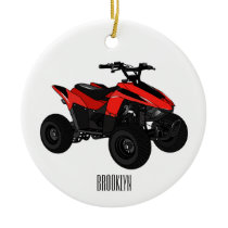 Quad bike atv cartoon illustration  ceramic ornament