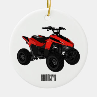 Quad bike atv cartoon illustration ceramic ornament