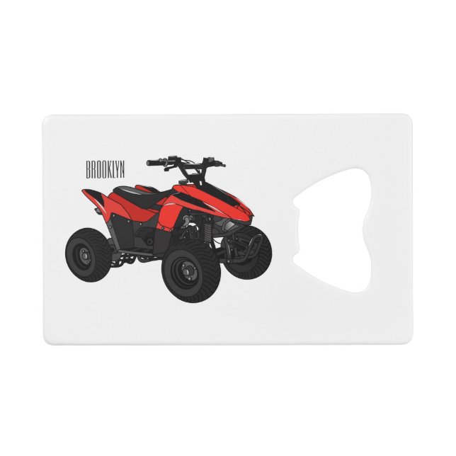 Quad bike atv cartoon illustration  credit card bottle opener (Front (Horizontal))