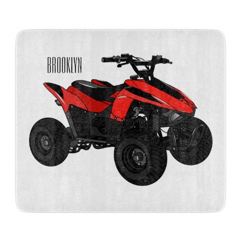 Quad bike atv cartoon illustration  cutting board