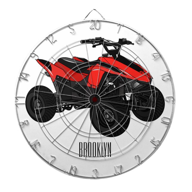 Quad bike atv cartoon illustration  dart board (Front)