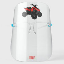 Quad bike atv cartoon illustration face shield
