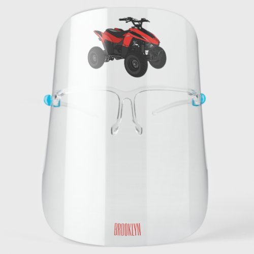 Quad bike atv cartoon illustration face shield