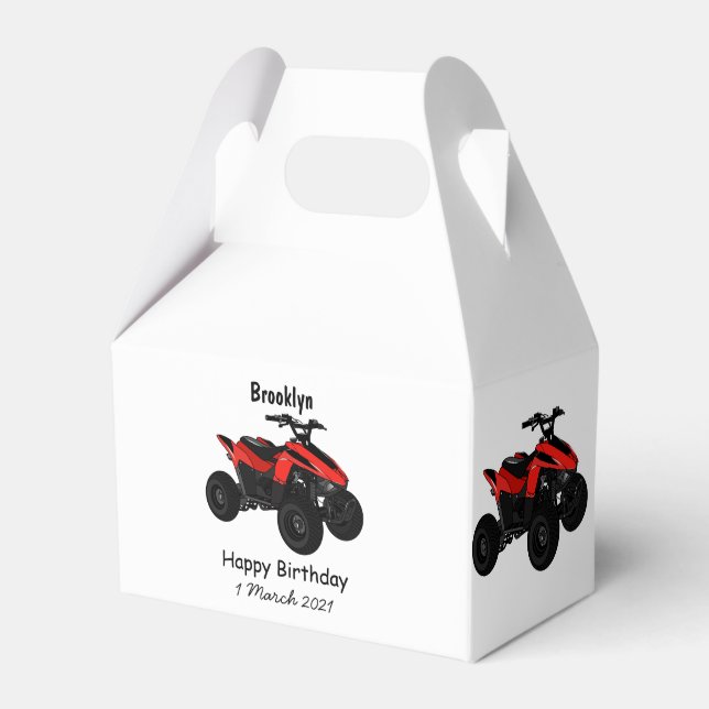 Quad bike atv cartoon illustration favor boxes (Front Side)